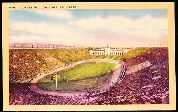Longshaw Card Co. (L.A., CA.) “609- Coliseum, Los Angeles, Calif.” Linen Postcard