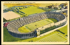 “44, 61906 Airplane View of Harvard Stadium, Cambridge, Mass.” Linen Postcard