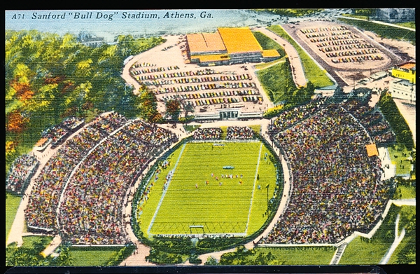 Ashville Post Card Co. (Ashville, N.C.) “A71, 81396- Sanford ‘Bull Dog’ Stadium, Athens, Ga.” Linen Postcard