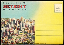 1940’s MWM (Aurora, MO.) Detroit Michigan Fold-Out Linen Cover Postcard Picture Pack