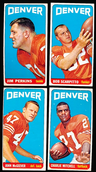 1965 Topps Football- 4 Diff Denver Broncos