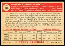 1952 Topps Baseball- #158 Eddie Waitkus, Phillies