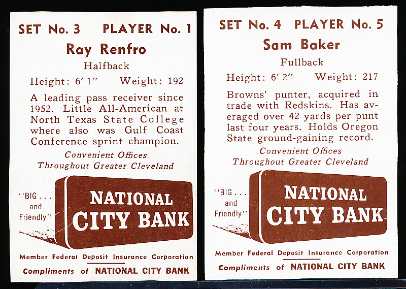 Lot Detail - 1961 National City Bank Cleveland Browns Fb- 2 Diff