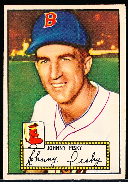 1952 Topps Bb- #15 Johnny Pesky, Red Sox- Red Back