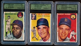 1954 Topps Sports Illustrated Individually Cut and Graded Singles- 3 Diff
