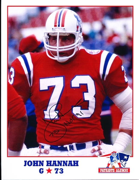 Autographed John Hannah New England Patiots Alumni NFL Color 8-½” x 11” Game Photo