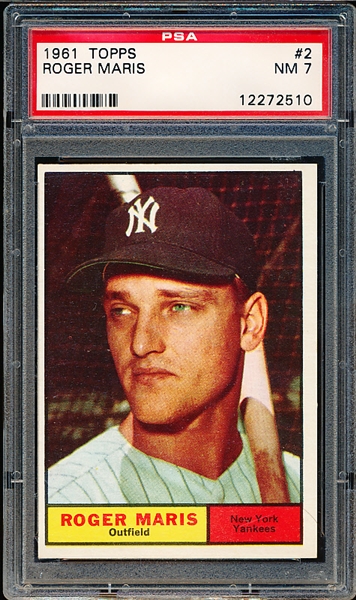 1961 Topps Baseball- #2 Roger Maris, Yankees- PSA NM 7 