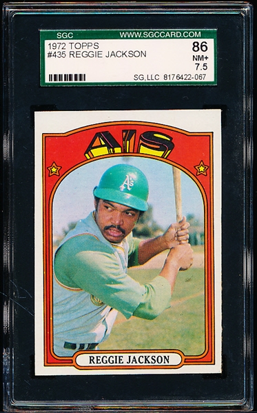 1972 Topps Baseball- #435 Reggie Jackson, A’s- SGC 86 (NM+ 7.5)