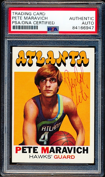 Autographed 1971-72 Topps Bskbl. #55 Pete Maravich- PSA/DNA Certified/ Slabbed