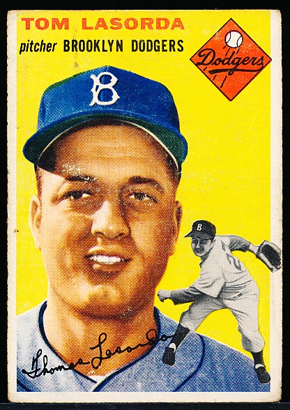 1954 Topps Baseball- #132 Tommy LaSorda RC, Dodgers