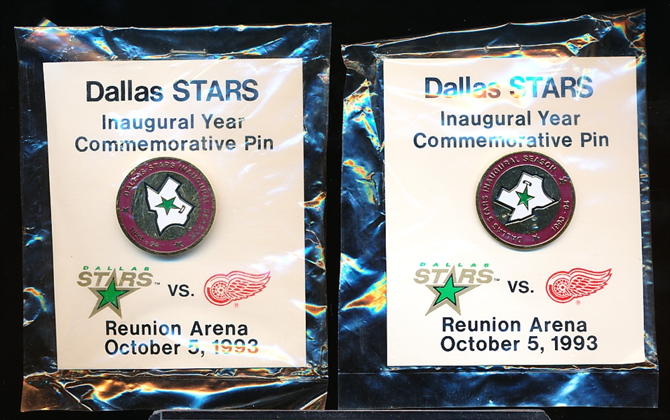 October 5, 1993 Dallas Stars Inaugural Year Commemorative Arena Give-Away Pins- 2 Pins