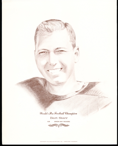 1966 Williams Advertising Green Bay Packers Ftbl. Portraits- Bart Starr