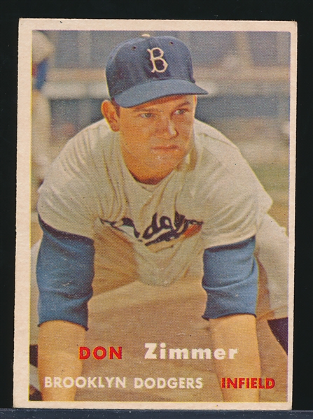 1957 Topps Baseball- #284 Don Zimmer, Dodgers- Semi Hi#.