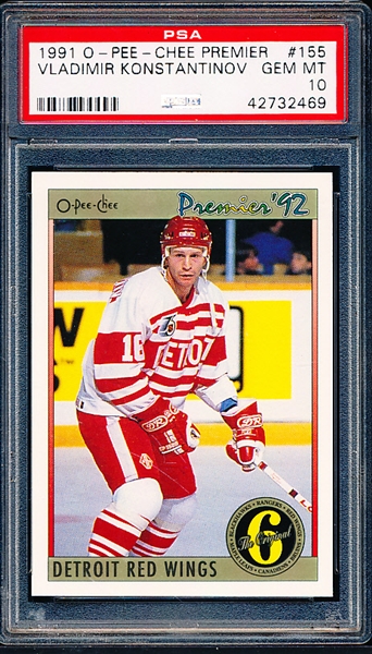 1991-92 O-Pee-Chee Premier Hockey- #155 Vladimir Konstantinov, Red Wings- PSA Graded GEM MT 10.