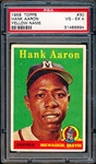 1958 Topps Baseball- #30 Hank Aaron, Braves- Yellow Name Variation- PSA Vg-Ex 4
