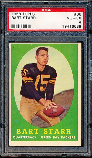 1958 Topps Football- #66 Bart Starr, Packers- PSA Vg-Ex 4
