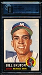 1953 Topps Baseball-#214 Bill Bruton, Braves- GAI 4 (Vg-Ex)