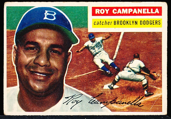 1956 Topps Baseball- #101 Roy Campanella, Dodgers- gray back.