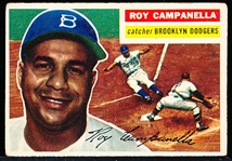 1956 Topps Baseball- #101 Roy Campanella, Dodgers- gray back.