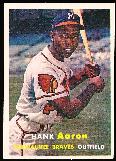 1957 Topps Baseball- #20 Hank Aaron, Braves