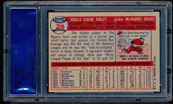 1957 Topps Baseball- #28 Gene Conley, Braves- PSA NM 7 (ST)