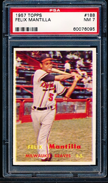 1957 Topps Baseball- #188 Felix Mantilla, Braves- PSA NM 7 