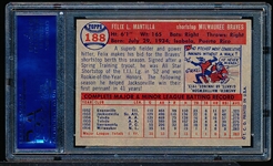 1957 Topps Baseball- #188 Felix Mantilla, Braves- PSA NM 7 