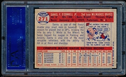 1957 Topps Baseball- #271 Danny O’Connell, Braves- Tough Series Card- PSA Ex-Mt 6 (ST)
