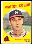 1959 Topps Bb- #40 Warren Spahn, Braves- “21” Back Variation