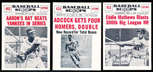 1961 Nu Card Bb Scoops- 3 Diff Braves