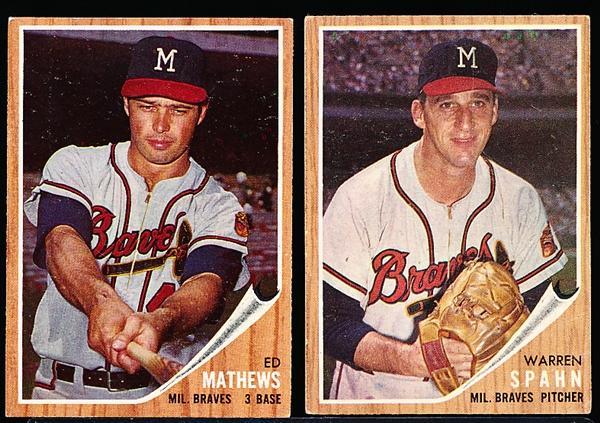 1962 Topps Baseball- #30 Ed Mathews, Braves- 2 Cards