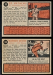 1962 Topps Baseball- #30 Ed Mathews, Braves- 2 Cards