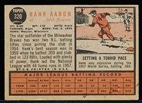 1962 Topps Baseball- #320 Hank Aaron, Braves