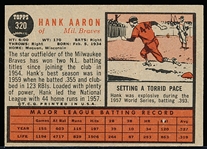 1962 Topps Baseball- #320 Hank Aaron, Braves