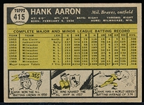 1961 Topps Bb- #415 Hank Aaron, Braves