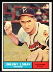 1961 Topps Bb- #524 Johnny Logan, Braves- Hi#