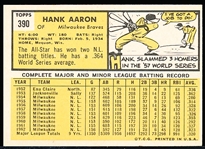 1963 Topps Bb- #390 Hank Aaron, Braves