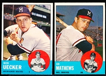 1963 Topps Bb- 2 Diff Milwaukee Braves