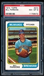 1974 Topps Bb- #574 Bill Parsons, Brewers- PSA NM-Mt 8 