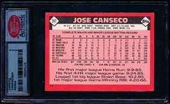 1986 Topps Baseball Traded- #20T Jose Canseco- SCD Authentic 8.5 Nm/Mt+