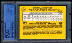 1987 Leaf Baseball- #219 Barry Bonds, Giants- PSA Nm-Mt 8