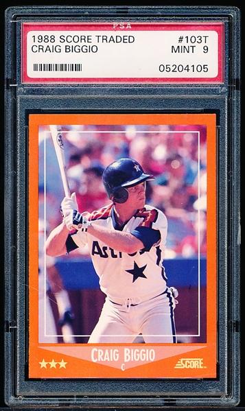 1988 Score Traded Baseball- #103T Craig Biggio, Astros- PSA Mint 9 