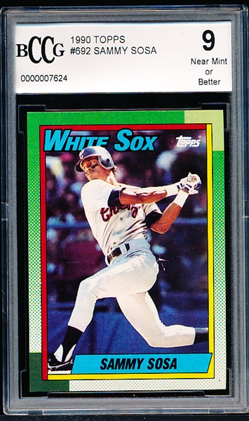 1990 Topps Bb- #692 Sammy Sosa- BCCG 9 (Near Mint or Better)