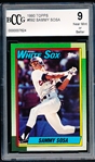 1990 Topps Bb- #692 Sammy Sosa- BCCG 9 (Near Mint or Better)