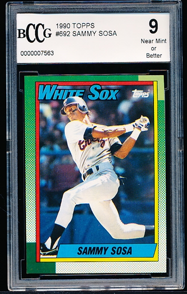 1990 Topps Bb- #692 Sammy Sosa- BCCG 9 (Near Mint or Better)