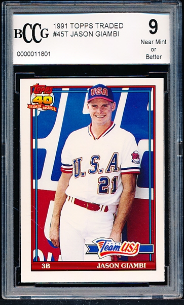1991 Topps Traded Bb- #45T Jason Giambi USA- BCCG 9 (Near Mint or Better)