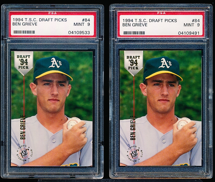 1994 Topps Stadium Club Draft Picks BB- #84 Ben Grieve- PSA Mint 9 – 2 cards