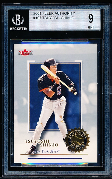 2001 Fleer Authority Bb- #107 Tsuyoshi Shinjo- Beckett 9 (Mint)