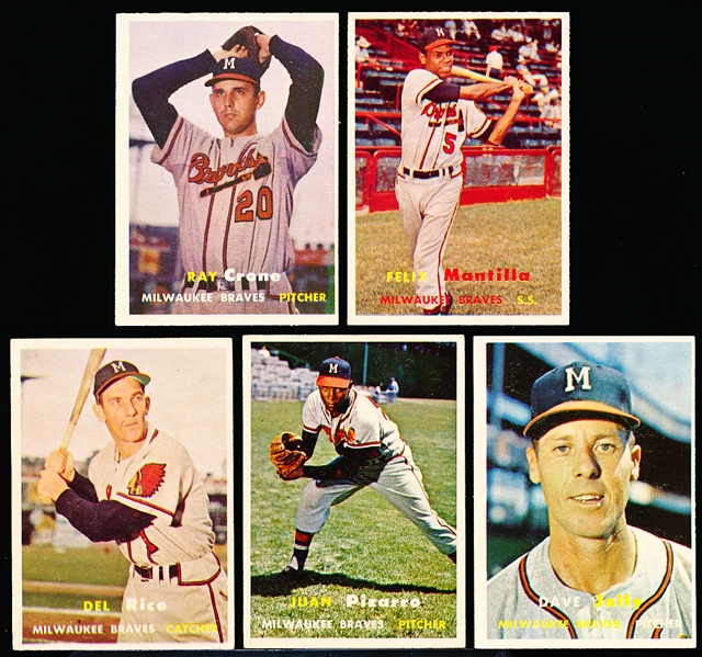 1957 Topps Bb- 5 Diff Milwaukee Braves