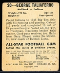1948 Leaf Fb- #20 George Taliaferro, Indians